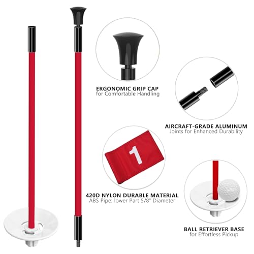 olf Flagstick with Flag Surface - Portable Design, Ideal for Yard Practice Putting Green - color: yellow