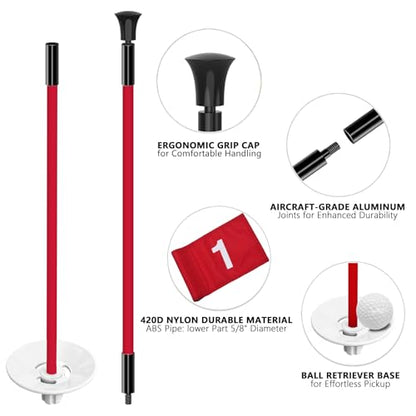 olf Flagstick with Flag Surface - Portable Design, Ideal for Yard Practice Putting Green - color: yellow