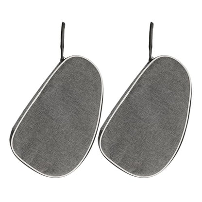 2pcs Table Tennis Paddle Case Carrying Bag with Zipper Gray Shell Cover Protective Storage for Ping Pong Rackets Sports Equipment Organizer