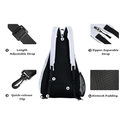 A11N SPORTS Pickleball Bag, Reversible Crossbody Sling Bag/Backpack for Women Men - color: White& Gold