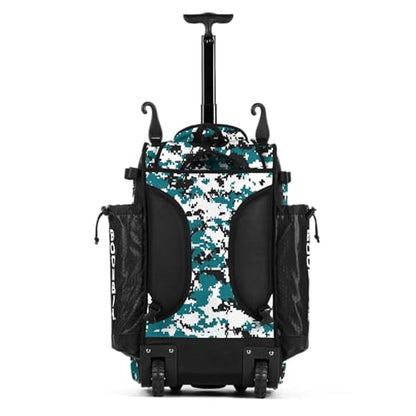 Boombah Catchers Superpack Hybrid Rolling Digital Camo Bat Bag - Multiple Colors - Wheeled & Backpack Version - color: Black/Teal