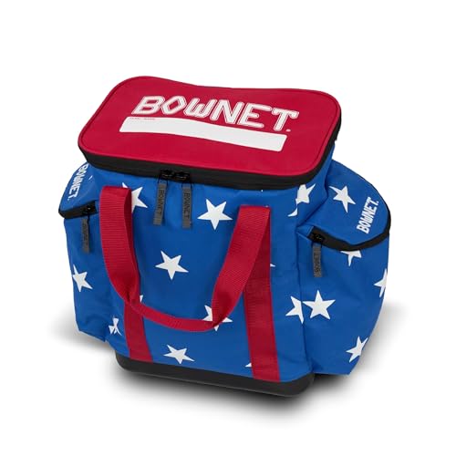 Bownet Softball & Baseball Bag – Durable Sports Equipment Bag for 60 Baseballs or 36 Softballs, Wheeled Coaching Gear Bag for Team Practices - color: USA