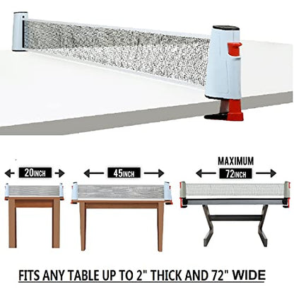 Ping Pong Net Table Tennis - Win SPORTS Paddle Set with Retractable Net,Play Anywhere Ping Pong Net for Any Table,2 Table Tennis Paddle& Rackets,3 Balls,Storage Case,Set with Retractable Table Tennis Net