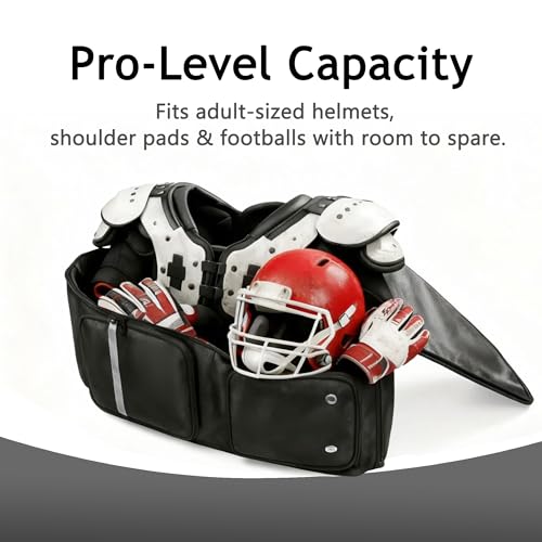 Football Bag for Equipment, Large Capacity Backpack with Insulated Drink Pocket, Waterproof Storage & Multiple Organizer Compartments, Durable Gear Bag for Adult Football Players