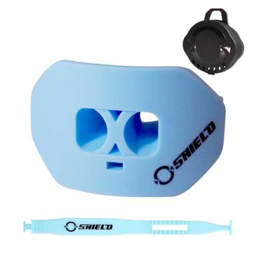O Shield Core Football Mouth Guard with Detachable Strap, No Boil Brace Friendly Lip Guard for Football, 7v7, Flag Football and Training - color: Columbia Blue