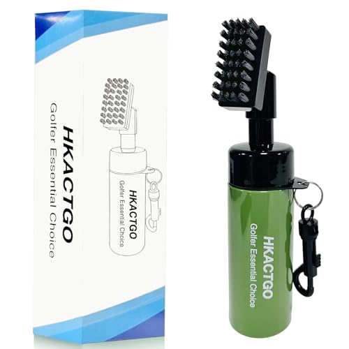 Golf Club Cleaner Brush with Spray Bottle, Holds 5 oz Water Portable Golf Cleaning Tool Gadgets and Groove Cleaner Kits that,Greener
