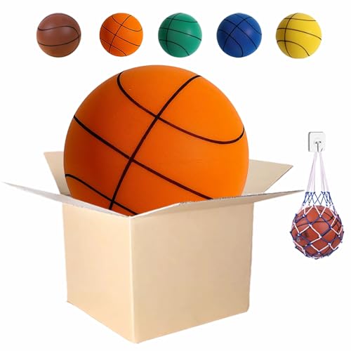 Silent Indoor Basketball, Noiseless Foam Construction, Soft Touch Surface Training Ball, Non-Damaging Design Evolution Basketball Training, Airless with Realistic Bounce - color: Orange, size: NO.7(9.44 in)