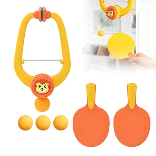 Door Plunking Game, 2026 New Hanging Table Tennis Trainer Portable Set, Adjustable Ping Pong Doorway Game for Kids with Racket and Balls - color: Yellow 3PCS