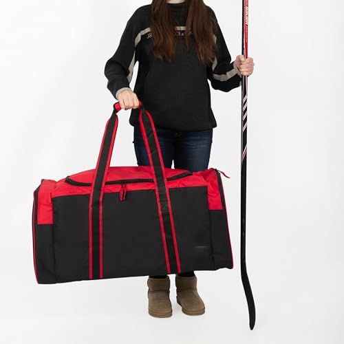 Jetstream Heavy Duty Multi Pocket Durable Sports Gym Equipment Travel Duffel Bag - color: L 32" Red, size: 32IN