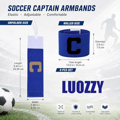 LUOZZY 9Pcs Soccer Captain Armband Elastic Soccer Captain Armband Adjustable Football Basketball Player Bands for Sport Active Exercise
