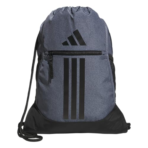 adidas Alliance Sackpack – Drawstring Backpack for Sports, Small Gym Bag - color: Twill Onix Grey/Black/3
