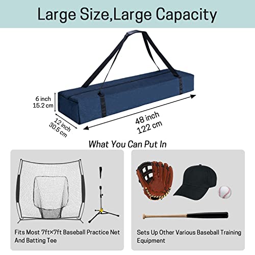 VISEMAN Baseball Softball Bow Style Net Replacement Bag Only,Baseball Practice Net Bag,Baseball Net Duffel Bag - Fits 7 x 7 Practice Net Systems for Teams & Coaches - color: Dark Blue