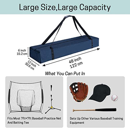 VISEMAN Baseball Softball Bow Style Net Replacement Bag Only,Baseball Practice Net Bag,Baseball Net Duffel Bag - Fits 7 x 7 Practice Net Systems for Teams & Coaches - color: Dark Blue