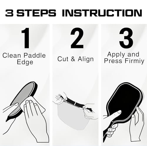 Pickleball Edge Guard Tape – Pickle Ball Paddle Edge Protection Tape 3 Pack, Paddle Head Edge Guard for 12MM to 20MM Rackets, Fits Perfectly Curved Edge, Easy Application, No Wrinkling - color: black, size: 16mm Paddle