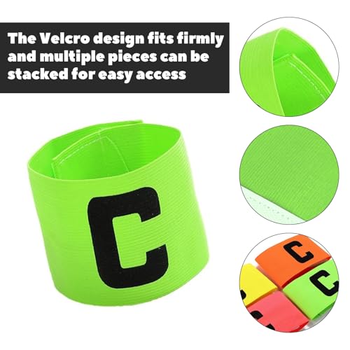 4 Pcs Football Soccer Captain's Armbands, Adjustable Outdoor Football Player Bands, Nylon Elastic Protective Arm Badge for Basketball Players Training Armband