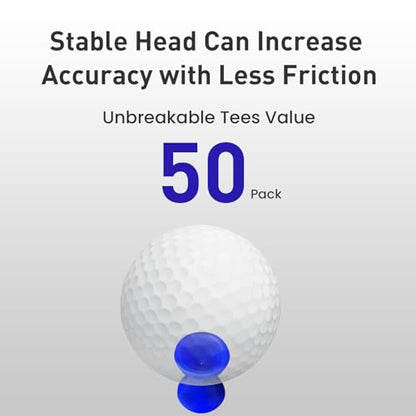 Amy Sport Golf Tees Step Down Plastic Unbreakable 50 Pack Reusable Bulk Professional Height Control Castle Tee for Practice - color: 50 Pack 1 1/2" in Blue