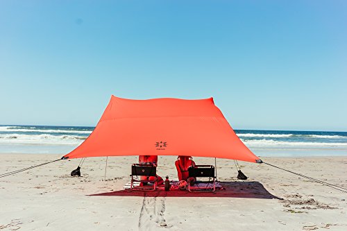 Neso Grande Portable Beach Tent Sun Shelter - Lightweight Beach Shade Canopy - Easy Setup for Family Outings - Patented Reinforced Corners - UPF 50+ Sun Protection - 7ft Tall, 9 x 9ft - color: Lehua Red