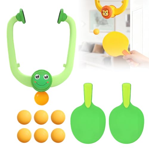 Door Plunking Game, 2026 New Hanging Table Tennis Trainer Portable Set, Adjustable Ping Pong Doorway Game for Kids with Racket and Balls - color: Green 6PCS