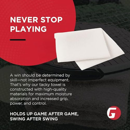 Gamma Tacky Towel for Tennis, Pickleball, Padel, Golf, Baseball, Non-Toxic Grip Enhancer, Improves Control, Long-Lasting Anti-Slip Formula, USTA Approved, 8"x5" - style: New Tacky Towel