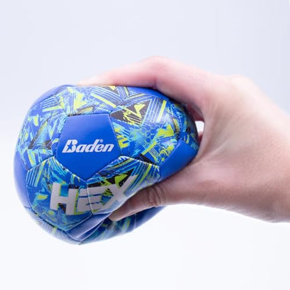 Baden | Hex | Soft Touch Mini 3-Pack | 4 inch Football, Soccer Ball, Football | Safe for Indoor Play | Blue/Lime
