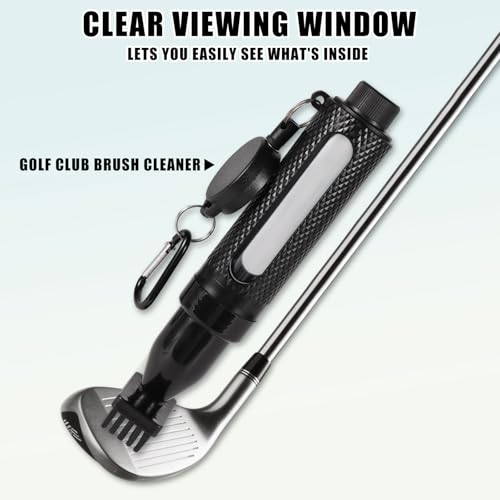 Golf Club Cleaning Brush with Water Bottle, Leak-Proof Golf Cleaning Tool with Retractable Clip & Carabiner Ball Cleaner for Woman Men