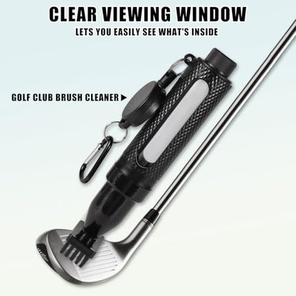 Golf Club Cleaning Brush with Water Bottle, Leak-Proof Golf Cleaning Tool with Retractable Clip & Carabiner Ball Cleaner for Woman Men