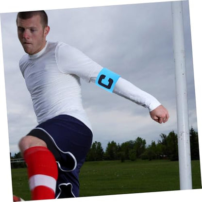 Toddmomy Team Leaders Arm Sign Soccer Captain Armband Football Bands Elastic Soccer Captain Arm Bands Adjustable Rugby Basketball Player for Adult Youth Blue