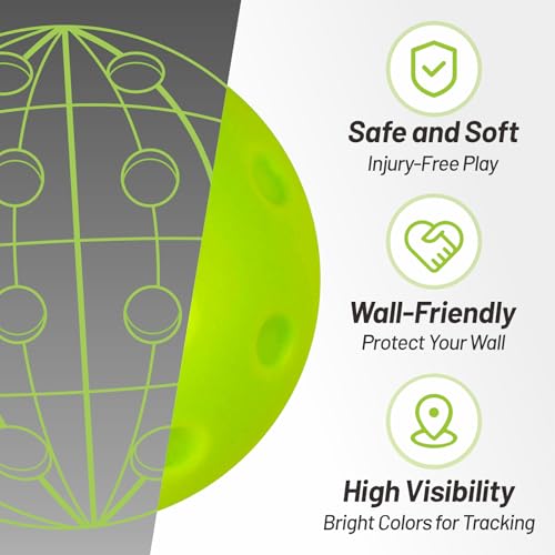 Silent Pickleball Balls - Quiet Practice for Indoor & Outdoor | Pro Foam, 40 Holes | Real Feel Like Traditional Pickleballs | USAPA Standard Bounce | 4-Pack + Bonus Mesh Bag - color: Green
