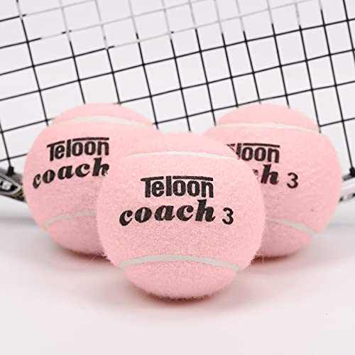 Teloon Pressure Training Tennis Balls-12 or 18 Count-Mesh Carry Bag，4 Colors Available，Pressureless Training Exercise Tennis Balls for Beginners. - color: PINK-18pcs