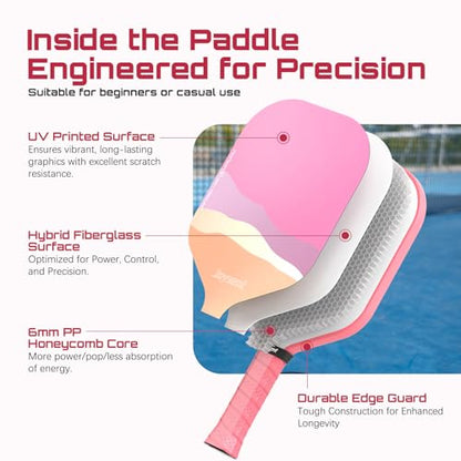 Pickleball Paddles Set of 2, Lightweight Pickleball Racket for Beginner, USAPA Approved Fiberglass Surface Pickleball Set with Non-Slip Comfort Grip