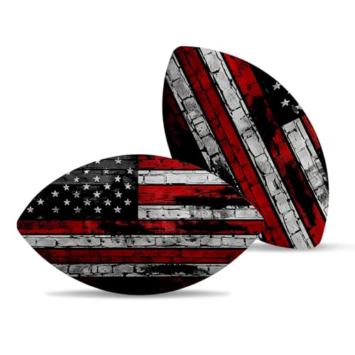 American Football, Official Size 11.9 x 7.3 Inch, Premium Composite Leather High-Grip Ball with Pro-Style Lacing, Unique Prints for Training, Games & Gifts - color: Retro Flag