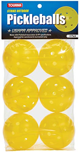 Tourna Strike Outdoor Pickleballs (6 Pack) - USAPA Approved, Yellow - style: 6 Pack