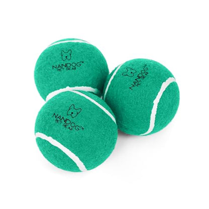NANDOG The Signature Collection Dog Tennis Training Balls in Green - Durable & Non-Toxic - High Bounce for Agility & Coordination - Engaging Design for Play & Training - Ideal for Indoor & Outdoor Use
