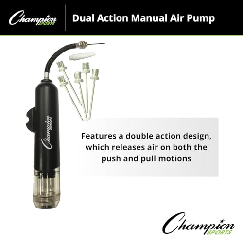Champion Sports Dual Action Hand Air Pump, Small, Black