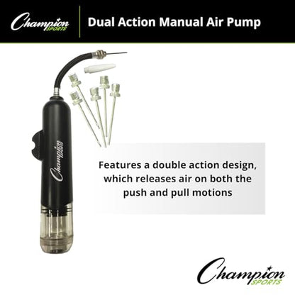 Champion Sports Dual Action Hand Air Pump, Small, Black