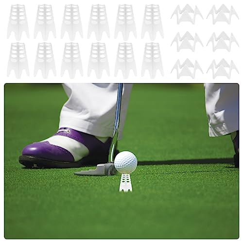 Golf Simulator Tees, Plastic Indoor Golf Mat Tees Practice Turf and Driving Range Winter Golf Tees (18 Pcs) - color: White