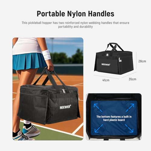 NEEWER Tennis Ball Hopper, Pickleball Retriever Collector Basket Cart Holder Tennis Court Equipment Accessory for Training Teaching - style: Tb01b Bag