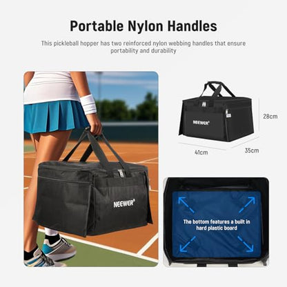 NEEWER Tennis Ball Hopper, Pickleball Retriever Collector Basket Cart Holder Tennis Court Equipment Accessory for Training Teaching - style: Tb01b Bag