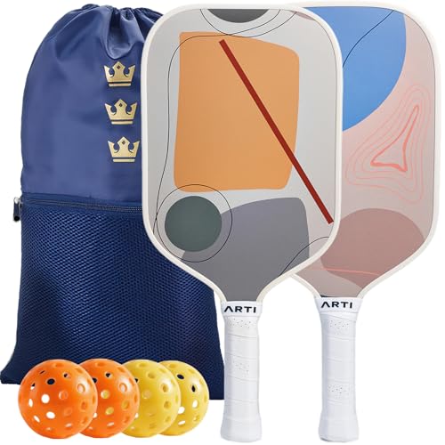 ARTI Pickleball Paddles Set of 2-USAPA Approved Fiberglass Surface Pickleball Set,2 Pickleball Rackets, 4 Balls and 1 Portable Carry Bag - color: Horizon Duo