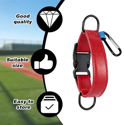 Baseball Glove & Gear Hanger Clip, Adjustable Baseball Glove Loop Holder Bag Attachment Accessories Parts Strap D-Ring Hooks for Fence Players & Drying Sports Equipment - color: Red