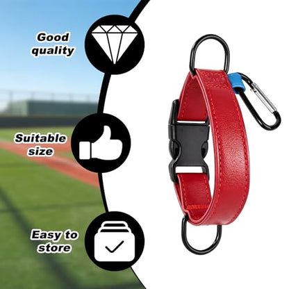 Baseball Glove & Gear Hanger Clip, Adjustable Baseball Glove Loop Holder Bag Attachment Accessories Parts Strap D-Ring Hooks for Fence Players & Drying Sports Equipment - color: Red