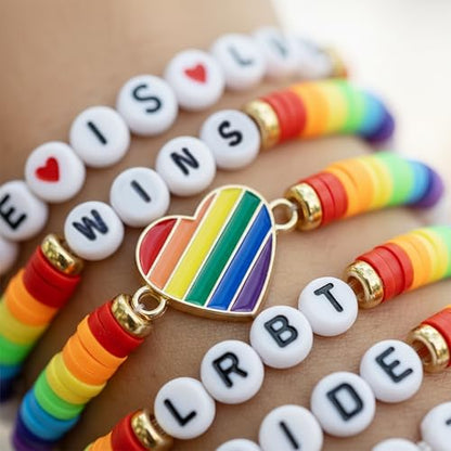 OHOME Pride Outfits for Women - 6 Pack Pride Bracelets | Pride Party Decorations Favors Supplies | Pride Outfit Accessories for Women - style: Pride day