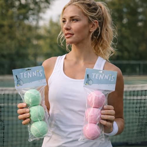 Tennis Balls 3 Pack with Standard Elasticity, Daily Training and Practice Tennis Balls, Pink, Green, Yellow