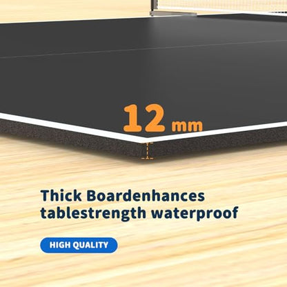 Ping Pong Table Topper for Pool Table, 8X4 FT Foldable Table Tennis Table Conversion Top with Net & Premium Foam Padding - Perfect for Family Game Rooms - color: Black