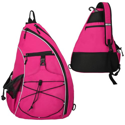 Goloni Pickleball Sling Bag for Men Women, Lightweight Pickleball Backpack with Fence Hook - color: Rose