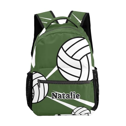 Volleyball Player Number Team Name Green Personalized School Backpack for Teen Kid-Boy/Girl Primary Daypack Travel Bookbag - color: Option 36