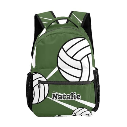 Volleyball Player Number Team Name Green Personalized School Backpack for Teen Kid-Boy/Girl Primary Daypack Travel Bookbag - color: Option 36