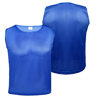 Athllete 12 pcs Duramesh Pinnies/Scrimmage Vest - Kids Youth and Adult Pinnies, Numbered Penny Jerseys for Soccer - color: Azure Blue (Set of 12), size: Medium