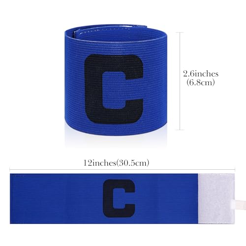 Linkidea 2 Pcs Kids Soccer Captain Armband, Breathable Nylon Arm Band, Elastic Adjustable Sports Accessories for Team Competition or Training for Age 6-9 (Blue & Red)