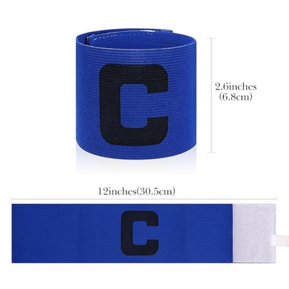Linkidea 2 Pcs Kids Soccer Captain Armband, Breathable Nylon Arm Band, Elastic Adjustable Sports Accessories for Team Competition or Training for Age 6-9 (Blue & Red)
